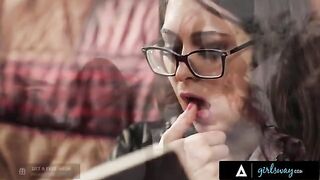 An investigator, portrayed by the stunning Riley Reid, rubs her pussy while fantasizing about missing girls in a Girlsway scene