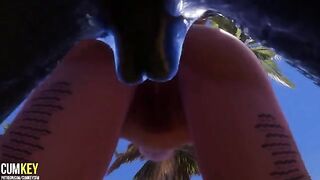 Two girls getting fucked by a big cock monster in 3D