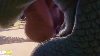 Two girls getting fucked by a big cock monster in 3D