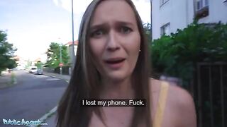 Public Agent catches another slutty girl for a flash and fuck deal in public