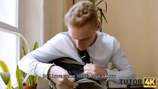 Instead of studying, the guy finished in the tutor's mouth