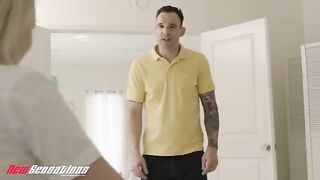 Young babe Britt Blair seduces her stepdad during a private moment