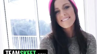 A blue-eyed woman, Whitney Westgate, gets her neighbor's cock wet with her big 32D tits