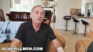 Sydney Sky gets a huge cock from old men in weird MMF action