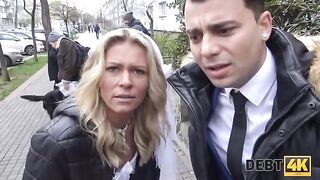 The blonde is fucking with a collector, her future husband watches