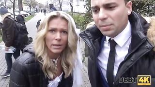 The blonde is fucking with a collector, her future husband watches