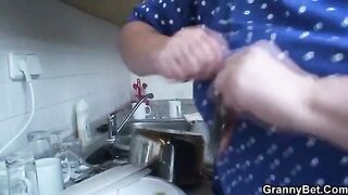 80 years old blonde granny gets fucked by younger guy