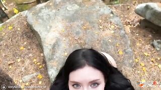 Girl was fucked hard in the woods by a guy