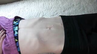 A beautiful woman gets her navel played with and fucked in POV