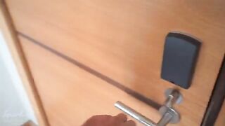 A hot slim girl got stuck under the couch and was fucked there
