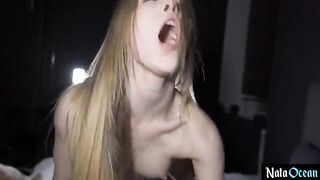 Skinny teen gets her pussy railed hard and deep by a big dick