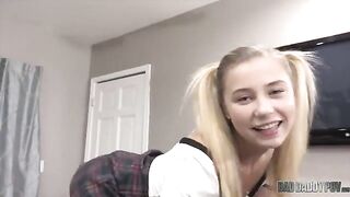 This petite blonde babe, Carolina Sweets, will do anything to please her stepdad