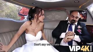 The bride allowed her husband to watch her getting her ass scored in the limo