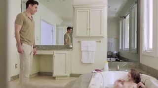 Rebel Lynn gets her tight pussy stretched by a huge dick in the bathtub