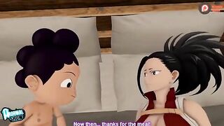My Hero Academia's Momo and Mineta get intimate in a steamy cartoon scene