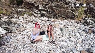 A couple of stupid whores got fucked on the beach by pick-up bloggers