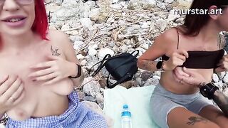 A couple of stupid whores got fucked on the beach by pick-up bloggers