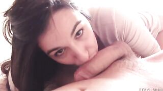 Skinny and small brunette chick Danika Morì gets her pussy railed by a huge dick