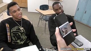 Kenzie Love gets her pussy pounded by two BBCs