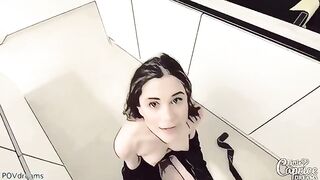 The stepbrother of Little Caprice fucks her mouth, showcasing his huge dick in an intense scene