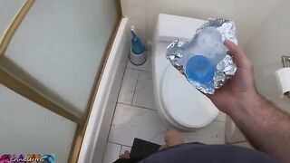 A stepmother helps her stepson to get a sperm sample for a donation
