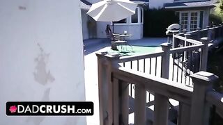 The girl hides her boyfriend in the house to her stepdad