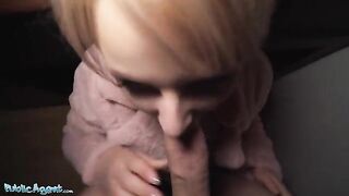 Public Agent picks up short-haired blonde teen at the bus stop