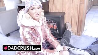 Pervert stepdad seduced his stepdaughter Emma Hix to fuck and get cum on her face