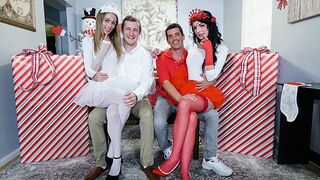 Two cute stepdaughters in costumes, Kyler Quinn and Alice Pink, get into a taboo situation