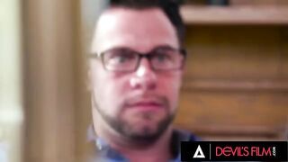 Busty Skylar Vox gets roughed up in hardcore office action