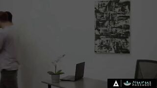 Natasha Nice’s big tits massage two college guys to cum