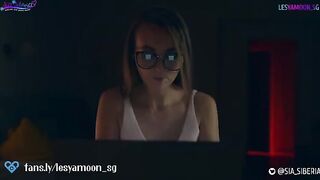 Petite Lesya Moon gets strapped and fucked on Halloween