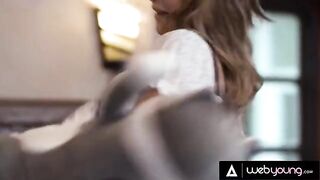 The hot blonde roommate throws a pillow at the chest of her busty companion Gabbie Carter
