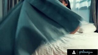 Two passionate nuns, Alina Lopez and Kendra Spade, engaged in intense scissoring