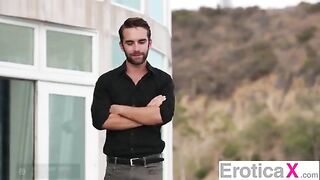 Two girls have a sensual threesome sex with a guy, featuring passionate and erotic moments