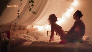 A couple enjoys warm, intimate sex with a passionate finish