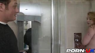 Harmony Reigns, the busty British bombshell, gets banged by stepdad after shower