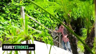 Two mischievous teens caught in a compromising 4th of July paint job