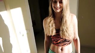 The girl caught her stepbrother jerking off and felt pity for him