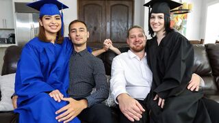 Step dad educates his step daughters Hazel and Remi in a hardcore way