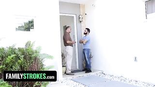 Claire Black seduces and fucks her step uncle all over the house