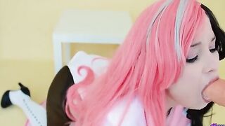 Hidori Rose cosplays Neopolitan RWBY, giving a deepthroat blowjob and getting fucked hard