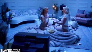 Besties Skye & Blake, voluptuous and horny, enjoy scissoring