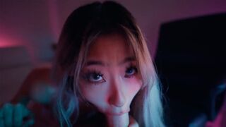 Raya Steele, a sexy Asian teen, gave me an intense deepthroat blowjob experience