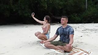 Meditation on the beach, deep blowjob from a stranger - Kriss Kiss