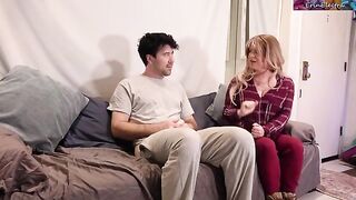 The stepmom helped her stepson not to masturbate his cock