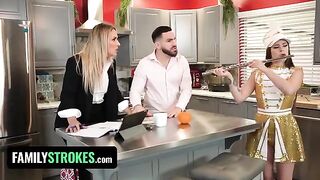 Stepdaughter Josie Tucker gets her big juicy tits covered with stepdaddy's jizz in a taboo scene