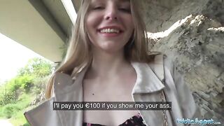 Long haired Ukrainian babe talked into outdoor sex for cash
