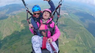 Squirting while paragliding 2200 m above the sea