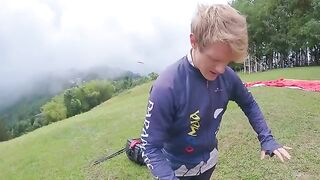 Squirting while paragliding 2200 m above the sea